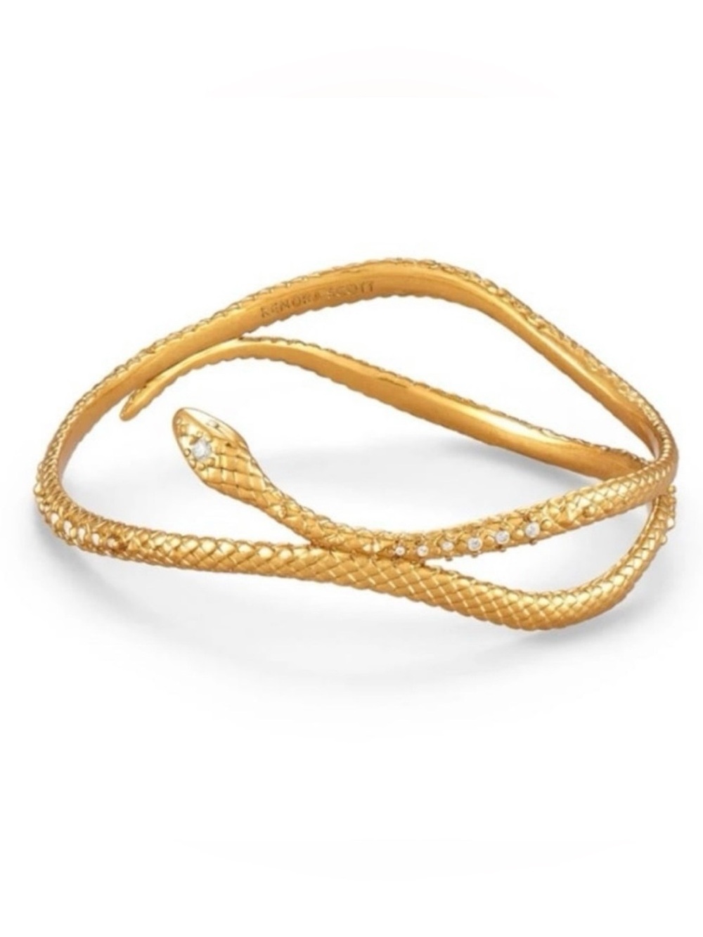 NWOT Kendra Scott Vintage Gold Snake Bangle Bracelet with Cubic Zirconia Stones